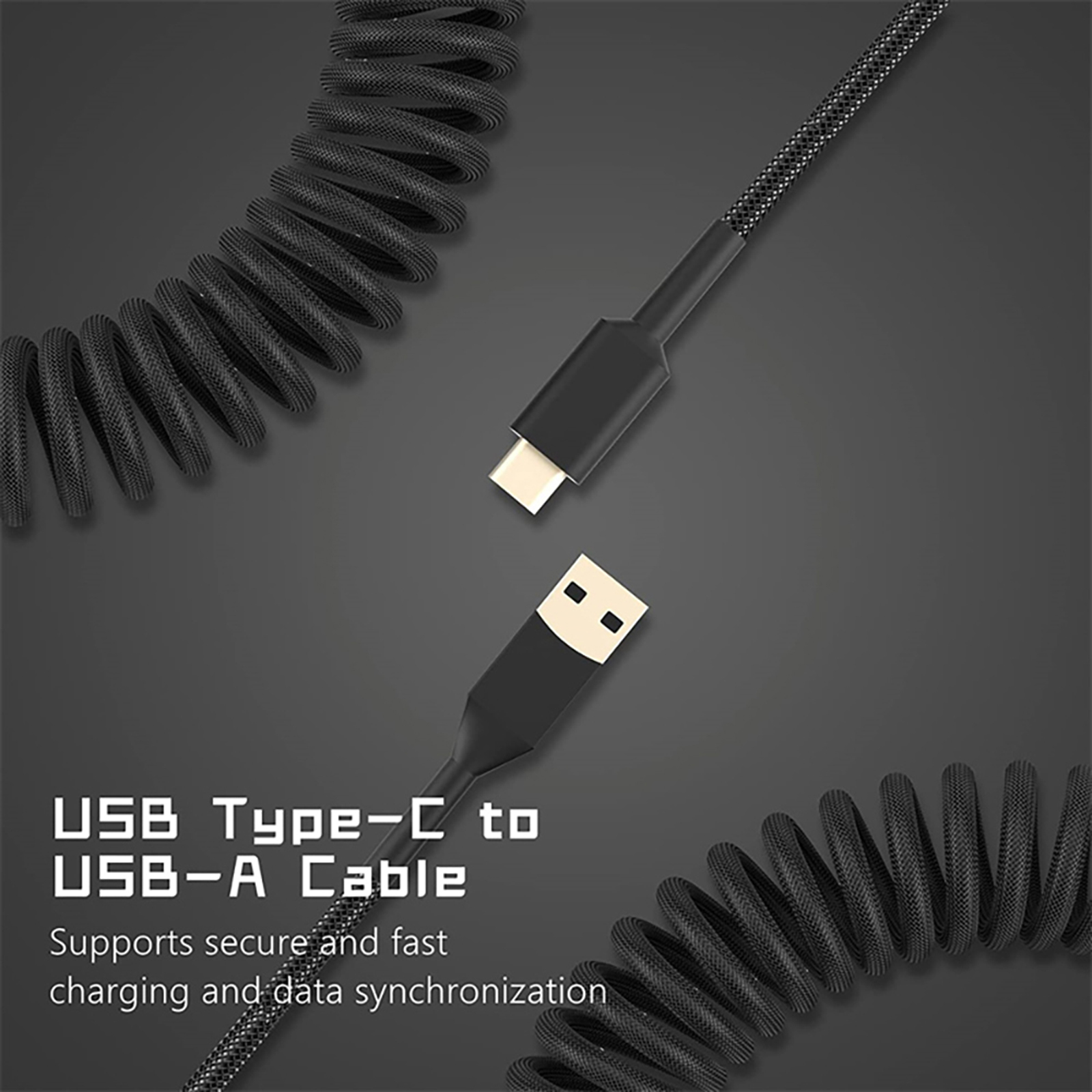 Spiralkabel für mechanische Tastatur, Typ C auf USB-A, Zubehör für Schreibtisch-Computer, Spielen-Tastatur, Profi, individuelles Flieger-Kabel