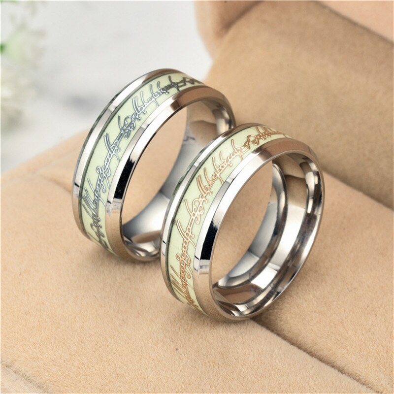 KOtik Grün glühen in das dunkel Ring für Männer Hochzeit Leucht Ring Männlichen Edelstahl Hochzeit Band Ring