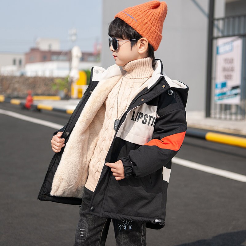 Herfst Winter Kids Jas Voor Grote Jongens Kinderen Kleding Mode Hooded Warm Bovenkleding Windjack 5 6 8 10 12 13 Jaar Oud: Oranje / 9