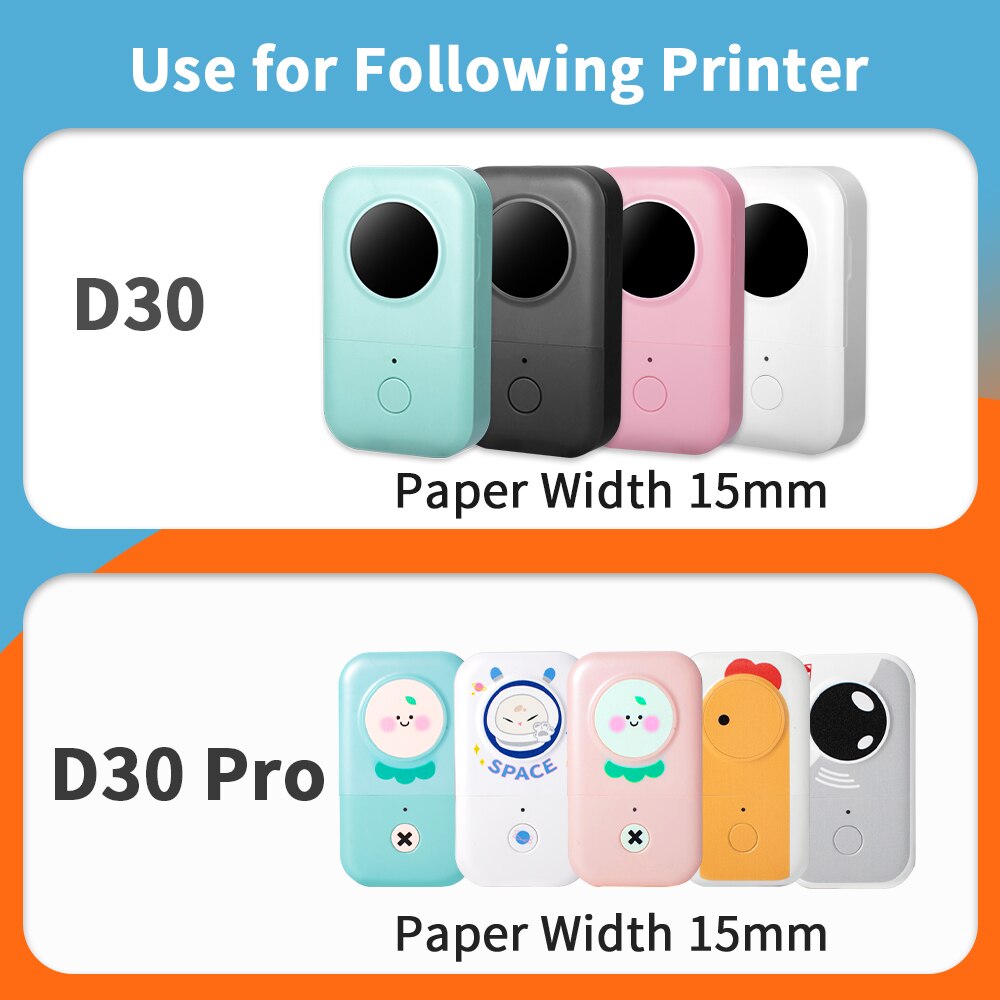 Papel térmico portátil para Impresora Phomemo D30, papel de impresión Mini resistente a los arañazos, Color puro