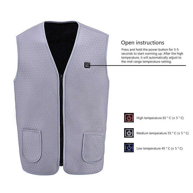 Practial Mannen Vrouwen Outdoor USB Infrarood Verwarming Vest Jas Winter Flexibele Elektrische Thermische Kleding Vest Vissen Wandelen