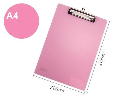 5 Colors A4 Plastic Clip Board Portable File Folder Clipboard with Hook Drawing Writing Pad Office Supplies Student Stationery: Pink