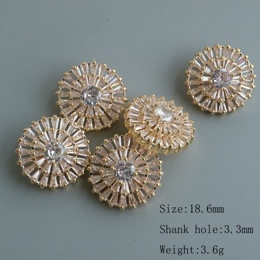5pc/lot Luxury crystal buttons for clothes Cubic zirconia button for coat Decorative CZ sewing buttons for cashmere cardigan: YLSN-K-112-5pcR20