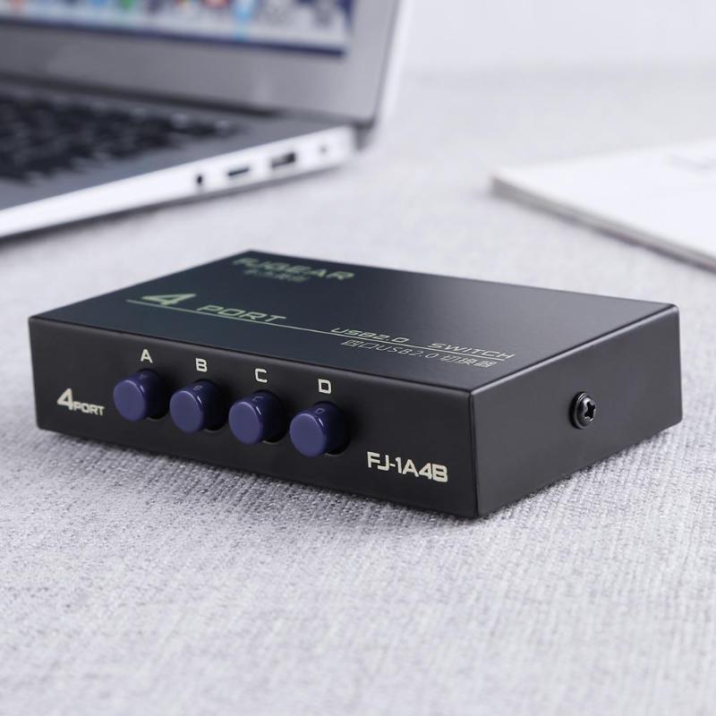 USB 2.0 4 Ports Sharing Switcher Selector Adapter Box Hub for PC Scanner