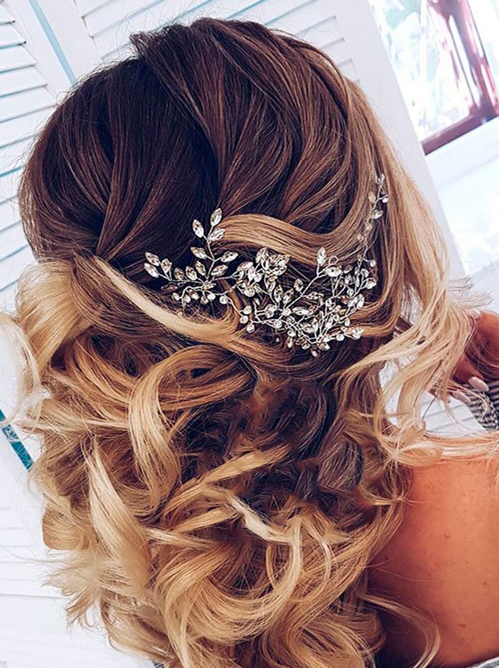Crystal Bridal Headpiece Hair Clip-Bridal Rhinestone Clip-Brides Headpiece-Silver Wedding Headpiece for Women
