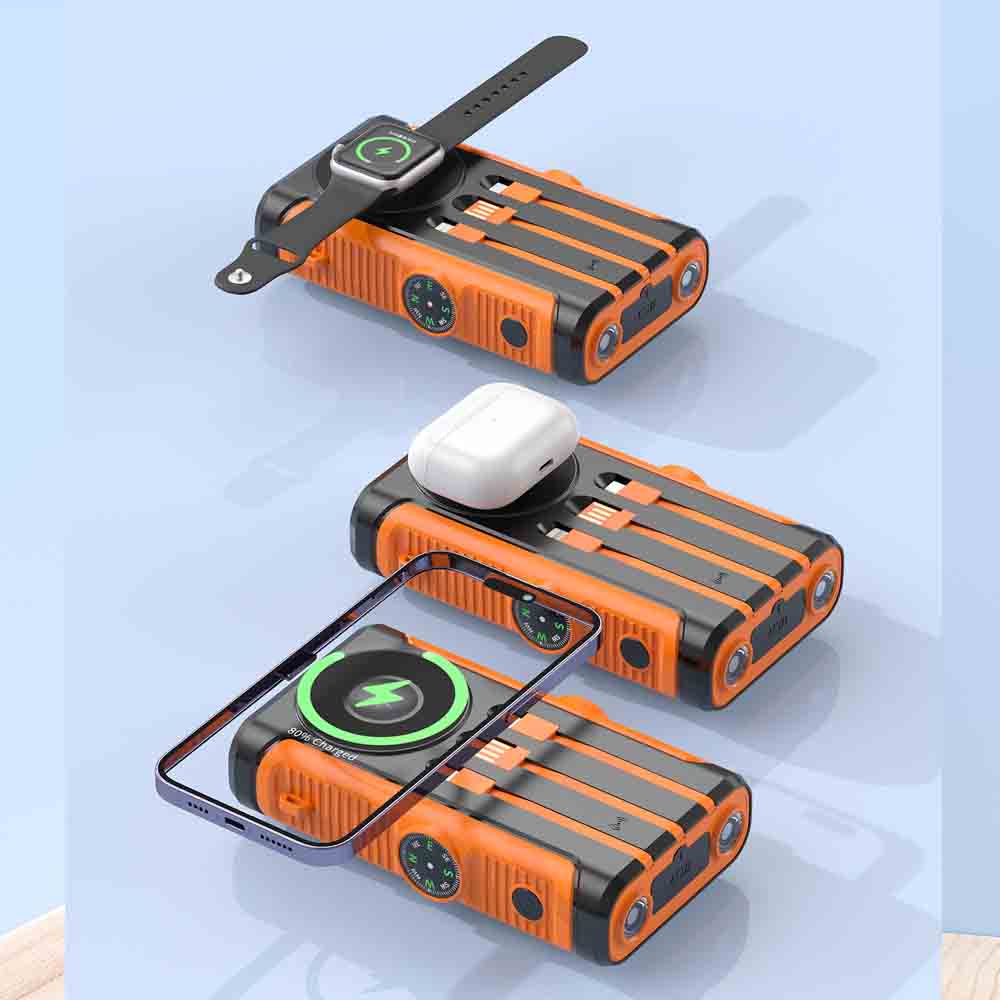 Banco de energía Solar de 50000mAh con Cable, manivela de carga, batería externa, cargador inalámbrico Magsafe de 22,5 W para IPhone