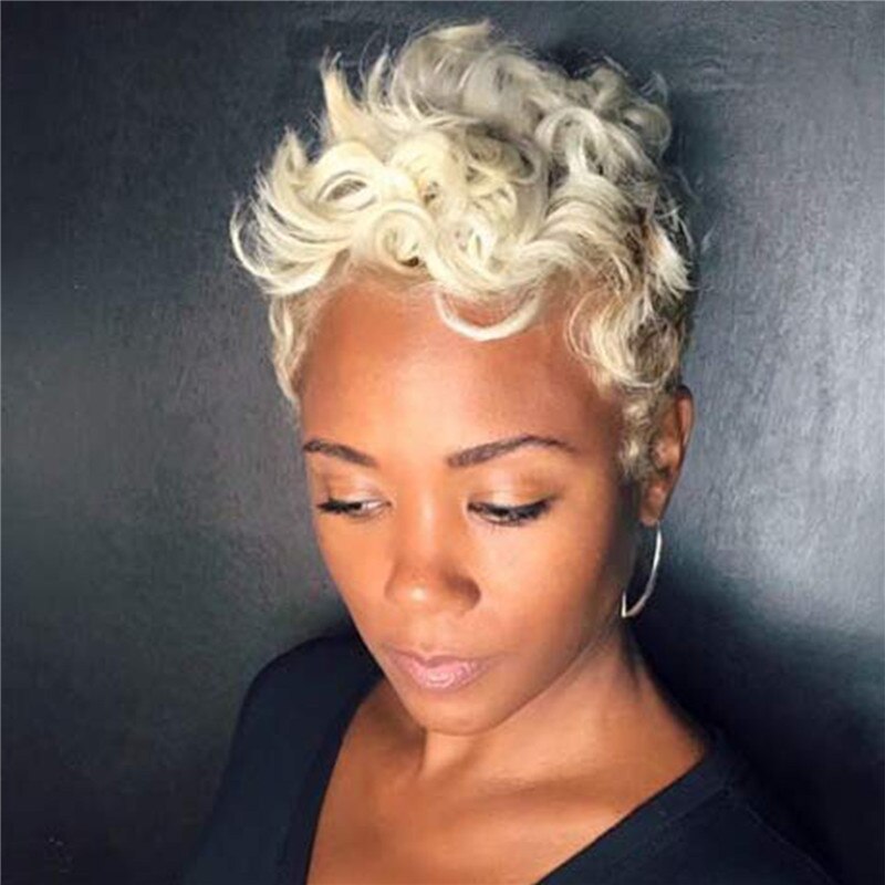 Women Pixie Cuts Synthetic Short Brown Wine Wigs Natural Looking Heat Resistant Hair Wig For Black Women: F