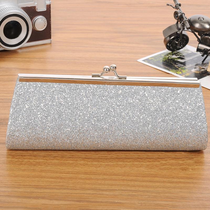 Frauen Luxus Abend Tasche glänzend funkeln Schild Erfasst Damen Party Bankett Abend Kupplung Braut Hochzeit Geldbörse mit Kette: Silber-