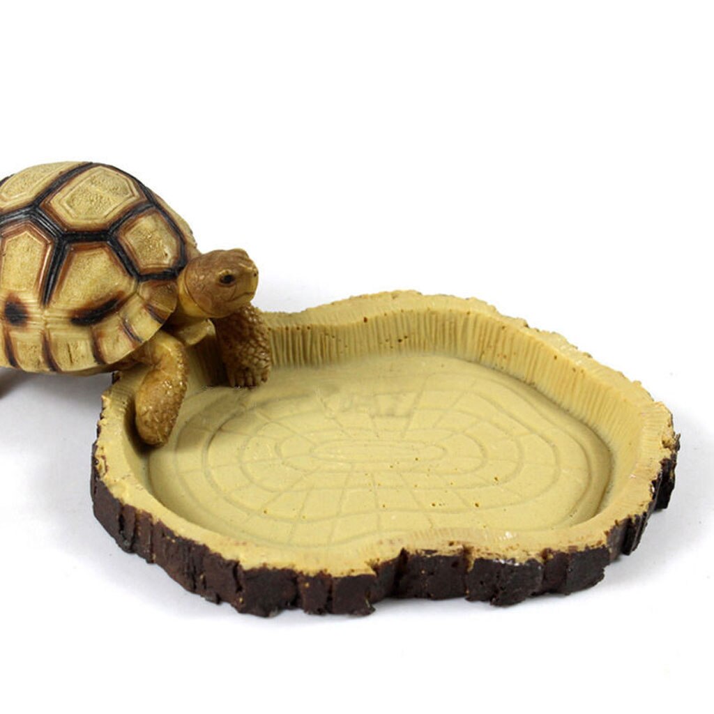 Reptile Feeders Water & Food Bowls, Resin Turtle Water Dish for Lizards Tortoise and Other Pets