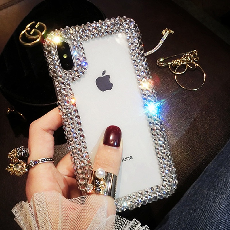 Voor Iphone Xs Max Xr Xs Handgemaakte Luxe Crystal Diamond Volledig Cover Bling 3D Clear Rhinestone Cover Coque Telefon Killifi