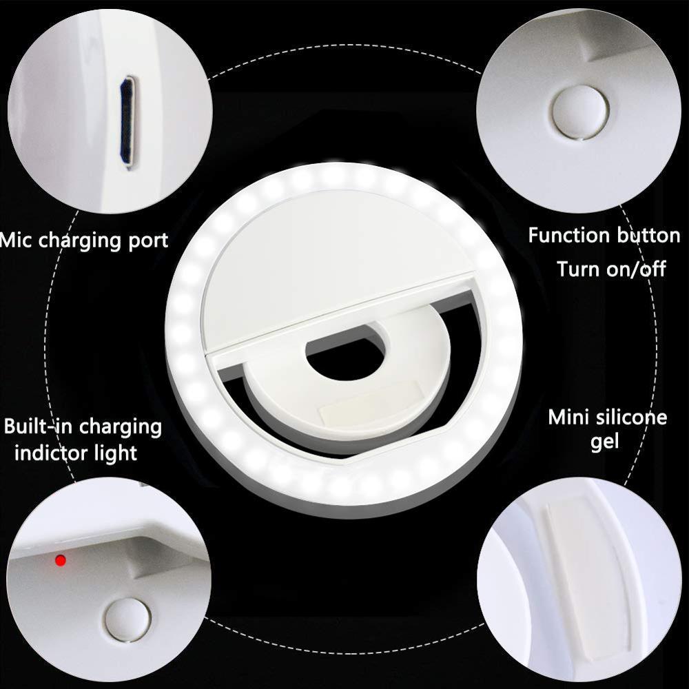 ZAYEX USB Charge Selfie Portable Flash Led Camera Phone Photography Ring Light