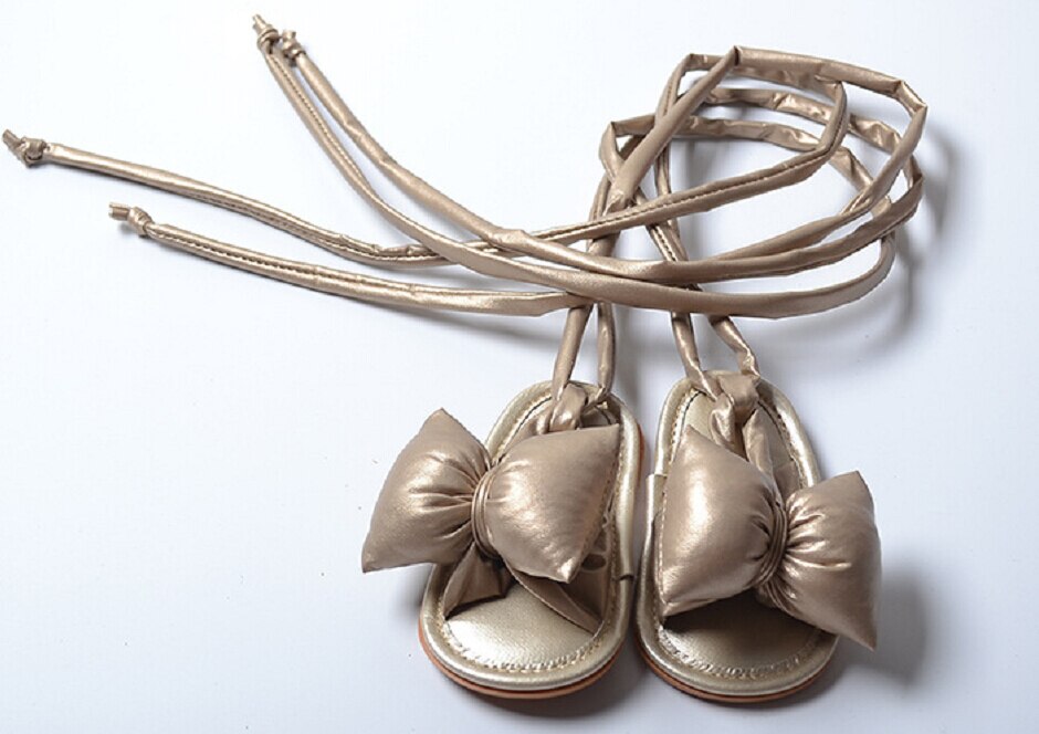 Boiiwant Fashion Baby Kid Girls Princess Strap sandali scarpe Big Bowknot Toddler Baby Girl Beach PU sandali piatti zoccoli carini: Oro / 0-6 mesi