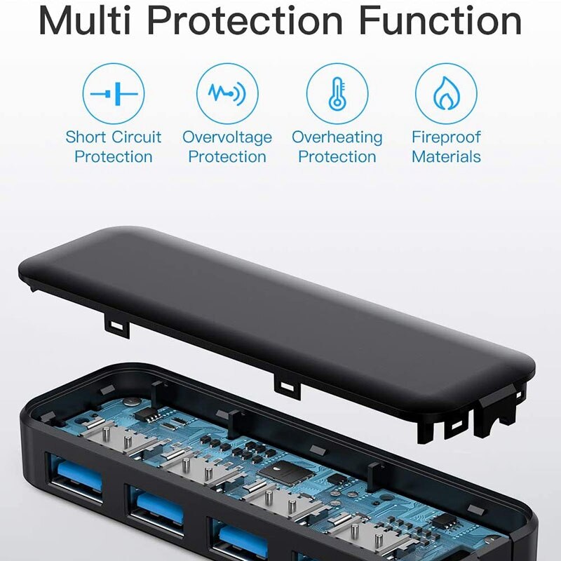 USB 3.0 Hub 4 Port USB Distributor Data Hub with I... – Grandado