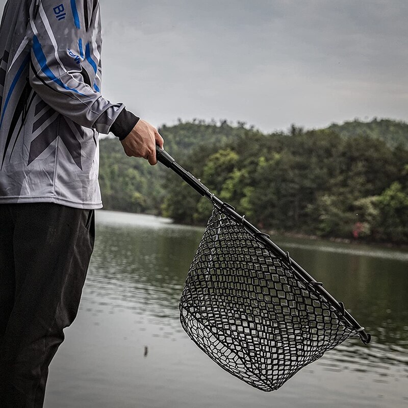 Visnet Grote Folding Landing Net, inklapbare Aluminium Pole Handvat Met Diepe Netto Voor Visnet Breiden Om 67 Inches