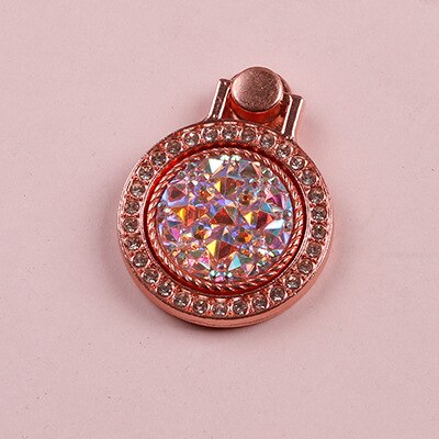 Universal Metal Finger Ring Holder Mobile Phone Holder Rhinestone Phone Ring Holder Stand cat Support for iPhone Samsung Xiaomi: Rose Gold