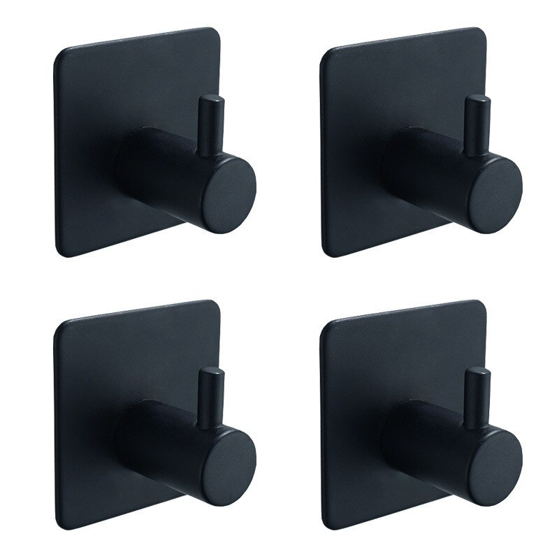 Juego de ganchos de acero inoxidable para bata de baño, gancho negro para colgar ropa, toalla, accesorios de baño, 4 unids/set
