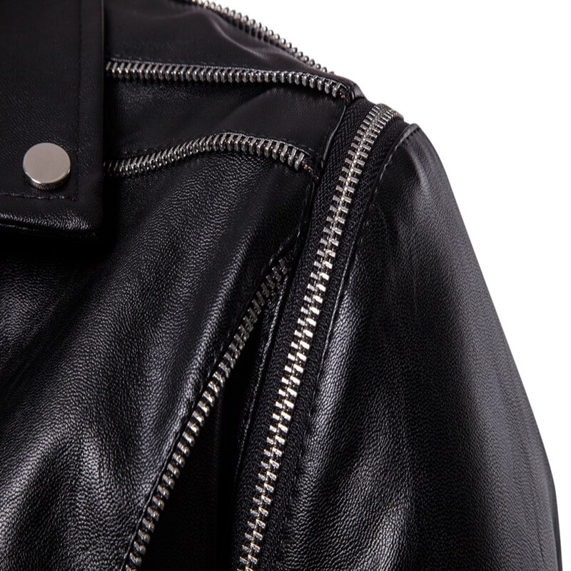 Europe/US size PU Leather Jacket Autumn Sleeves Detachable Motorcycle Leather Jacket Men Multi-Zipper Biker Jacket