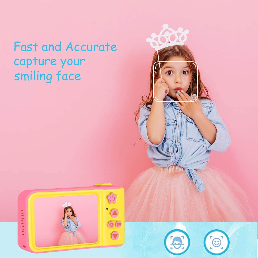 Enfants caméra enfants caméra vidéo numérique 1080P FHD enfants antichoc vidéo caméscope avec 2 pouces IPS écran enfants appareil photo numérique rose
