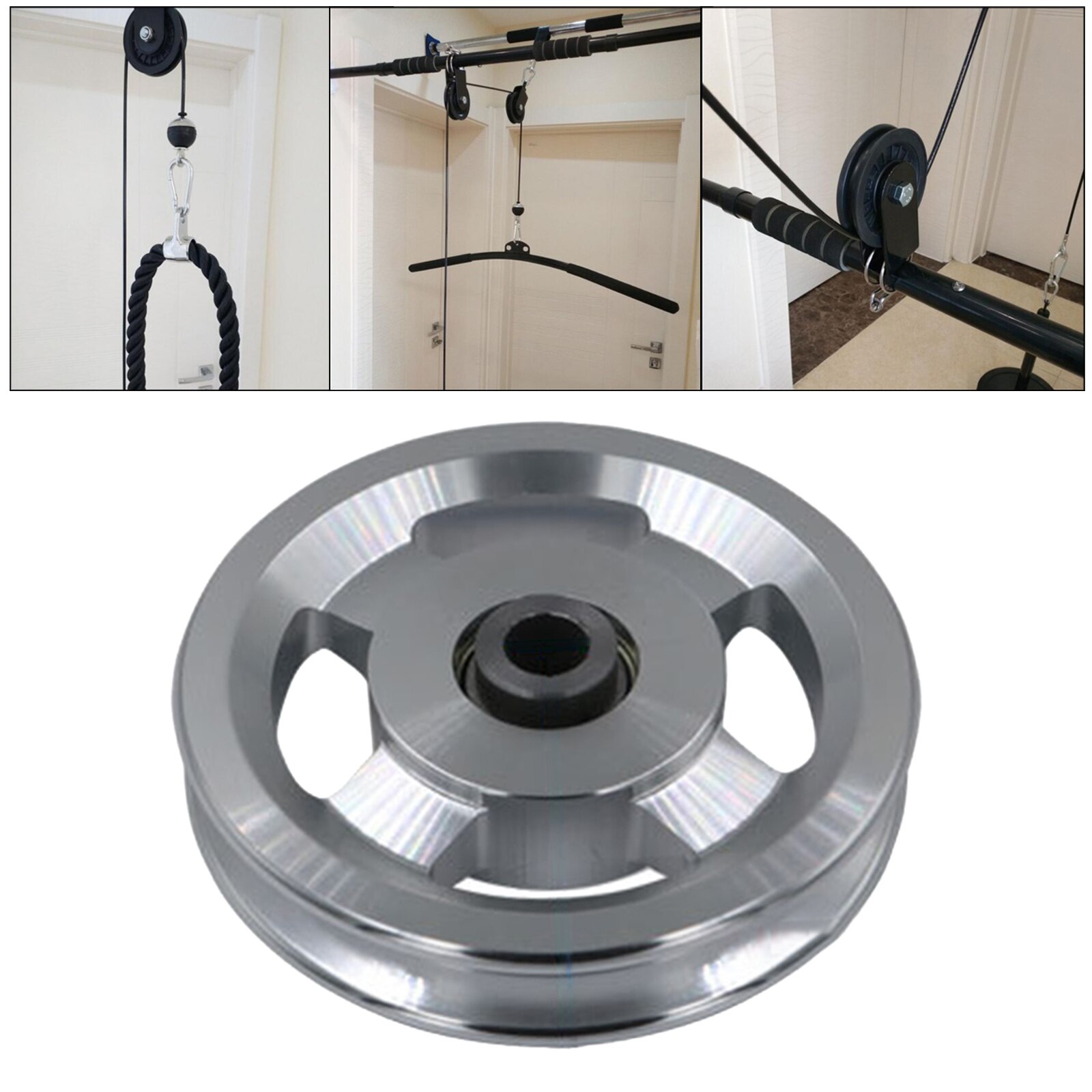 Bearing Pulley Wheel Cable Gym Equipment Parts, Aluminium Alloy, Sturdy and Durable: Silver 95mm