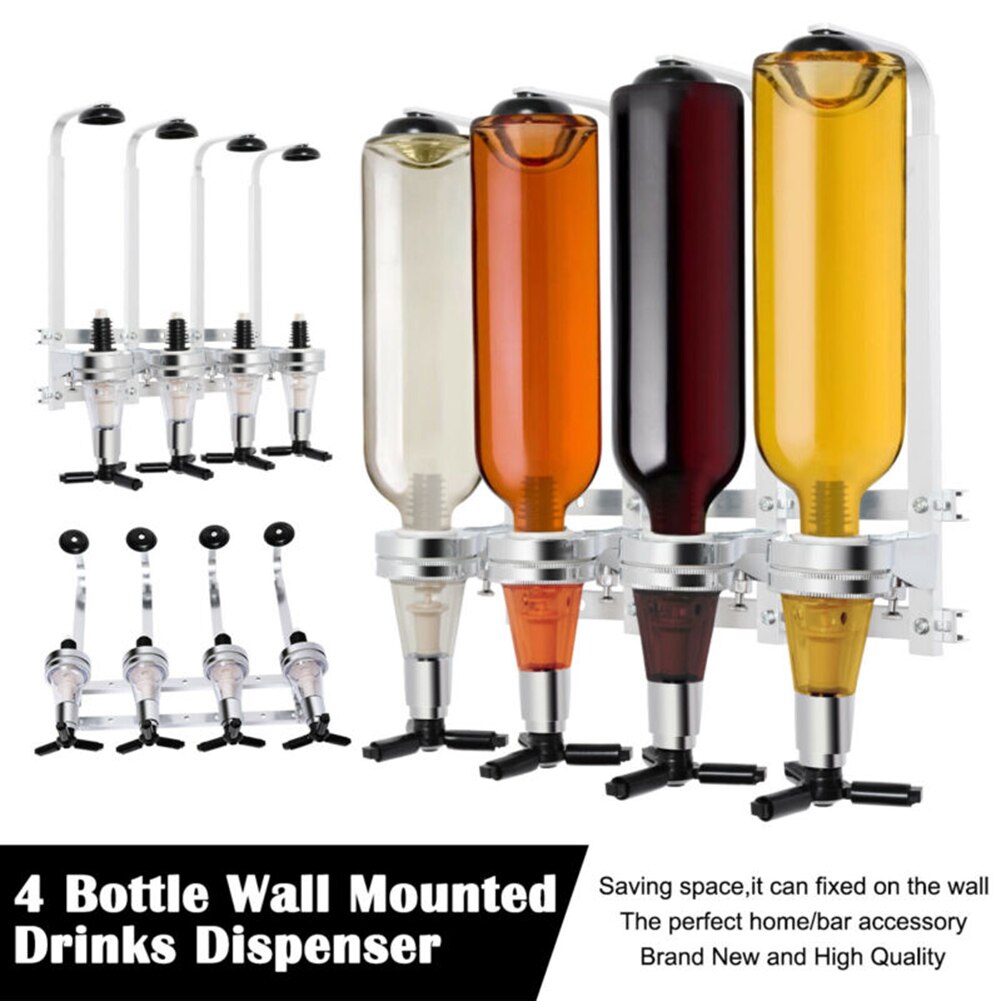 4 Bottle Stand Optics Wall Mounted Wine Dispenser Spirit Drink Holder Bar Butler Drink Dispenser Bar Accessories