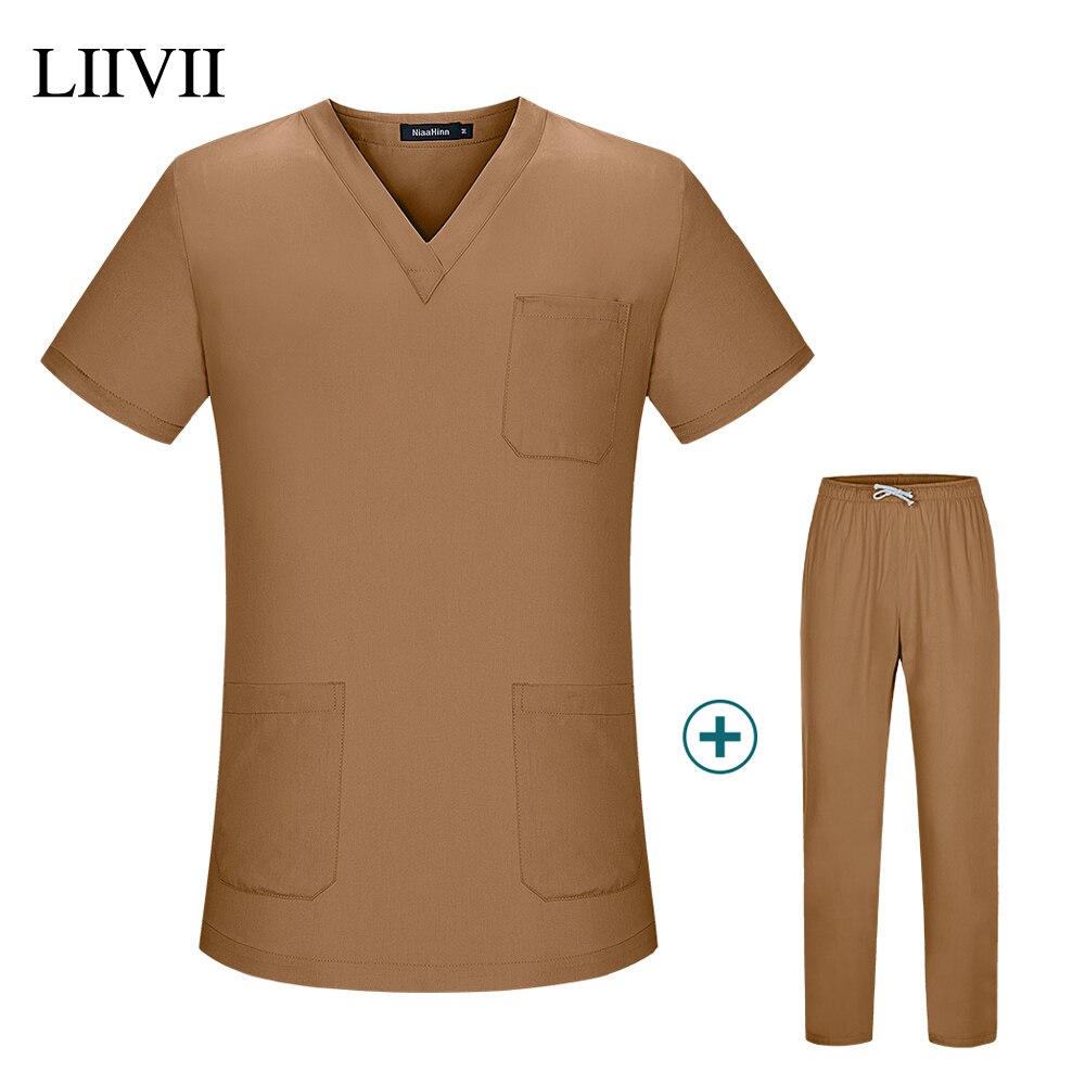 Scrubs Vrouwen Uniformen Gezondheid Service Werk Suits Stretch Spandex + Katoen Stof Scrub Kleding Spa Uniformen