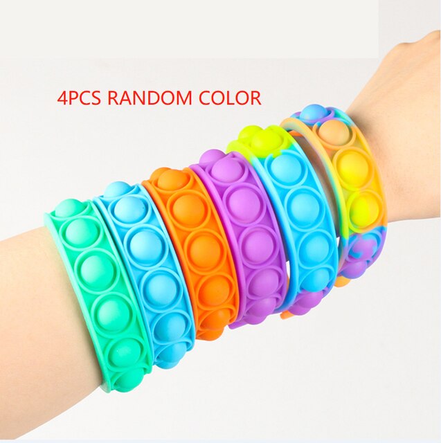 Push Pop Popete Fidget Armband Zintuiglijke Speelgoed Popits Polsband Anti-Stress Squeeze Squishys Autisme Stress Relief Kids Toy: 4pc Random Color