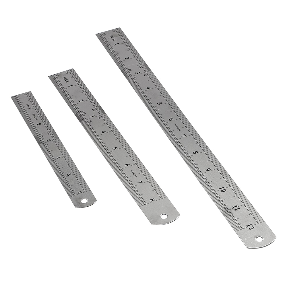 NICEYARD Stainless Steel 15cm 20cm 30cm Metal Rule Double Sided Measuring Tools Straight Ruler Gauging Tool Precision