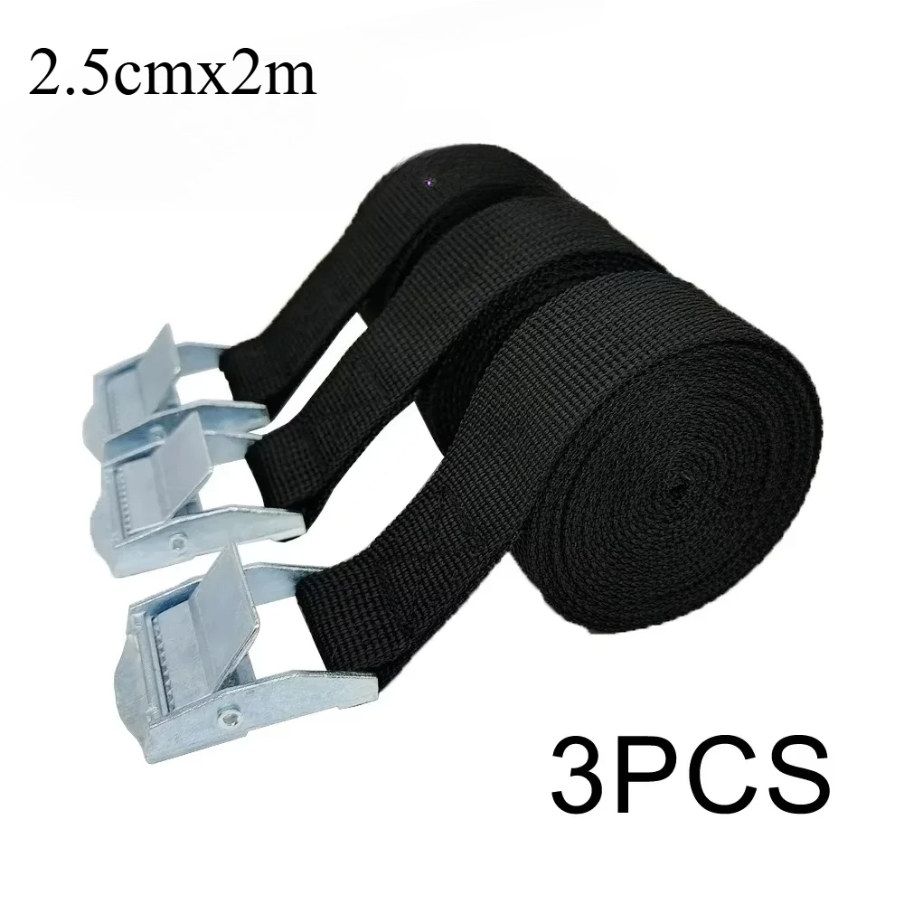 3 pçs 2m fivela tie-down cinto cintas de carga para carro motocicleta bicicleta com fivela de metal corda de reboque forte cinto de catraca para saco de bagagem