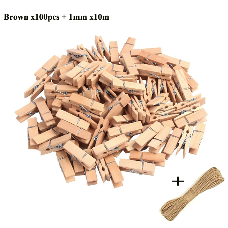 25/30mm Natuurlijke Houten Gekleurde Foto Mini Clips Memo Papier Peg Wasknijper DIY Briefpapier Kerst Bruiloft Home decor: Rood
