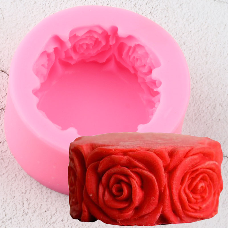 3D Ronde Rose Bloemen Zeep Siliconen Mal Hars Klei Kaars Mallen Fondant Taart Decoreren Gereedschappen Chocolade Gumpaste Mallen