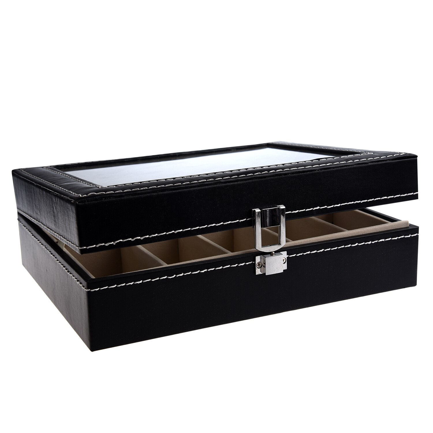 Watch Display Case Jewelry Collection Storage Organizer PU Box 10 Grid