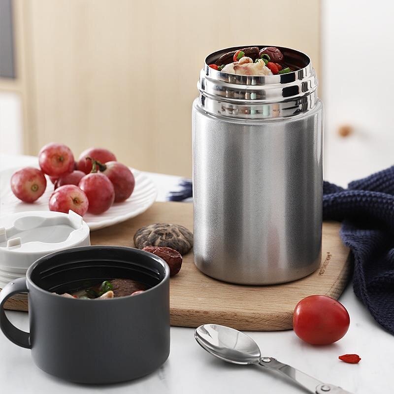 550ML Double Stainless Steel Thermos Food Soup Containers Large Capacity Vacuum Flasks Portable Lunch Bento Box