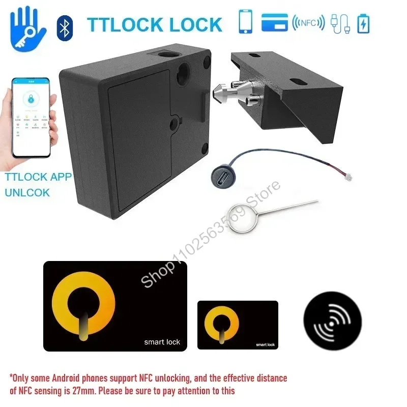 TTlock smart Dørlås - App, IC-kort, NFC, Klokke Opplåsynge - til Skuffe og Skap: misligholde tittel