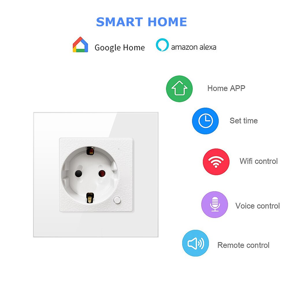 Avatto wifi stikkontakt, eu standardvoice fjernbetjening stikkontakt fungerer med google home alexa ifttt tuya smart home