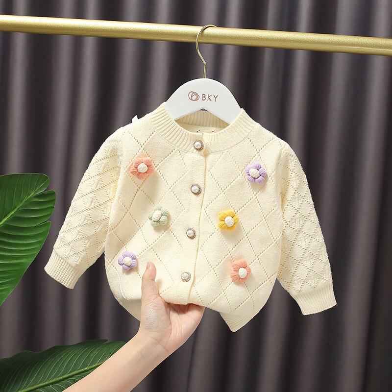 Baby Mädchen Süße Blume Pullover rundhals Herbst Langarm Gestrickte Prinzessin Strickjacke Kinder