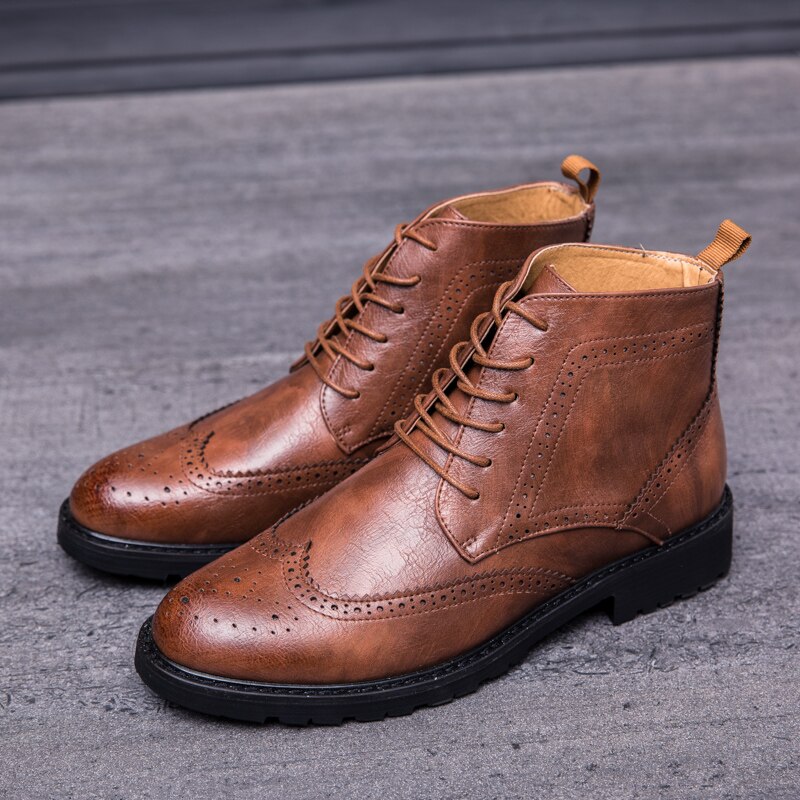 Chaussures en cuir pour hommes, mocassins brogue à lacets, mocassins souples de , à bout pointu, tendance, chaussures oxford décontractées: yellow / 7