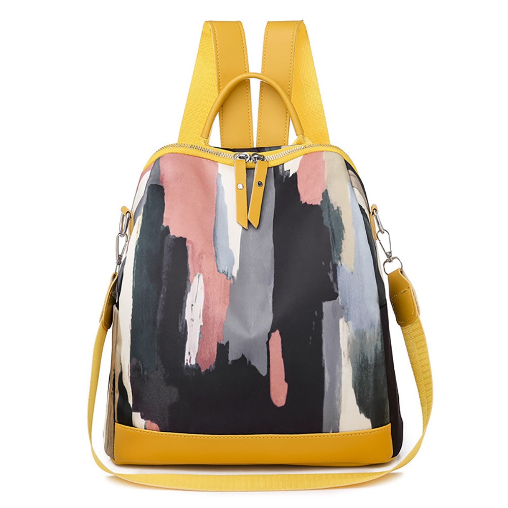 Summer Women Backpack Bags Printed Oxford Backpack For Girls Anti Theft Female Travel Backpack: Yellow