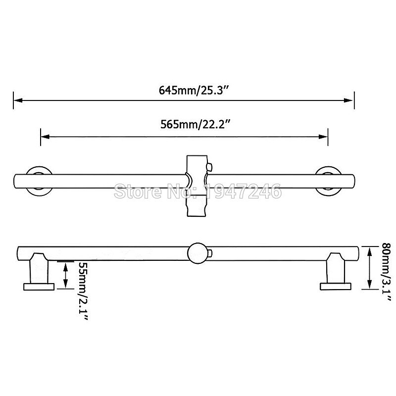 304 Stainless Steel 645mm Bathroom Shower Slide Bar Wall Mount Polished