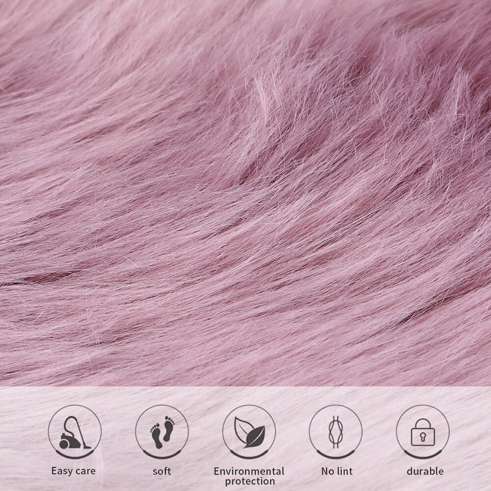 Faux peau de mouton chaise couverture multicolore poilu laine tapis coussin de siège longue peau fourrure plaine moelleux petits tapis lavable