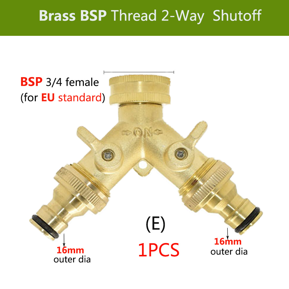3/4 ''16Mm Zware Messing Y Splitter Bsp/Npt Dual Outlet Tap Connector 2 Way Adapter 2 kleppen Tuin Irrigatie Gewrichten: E