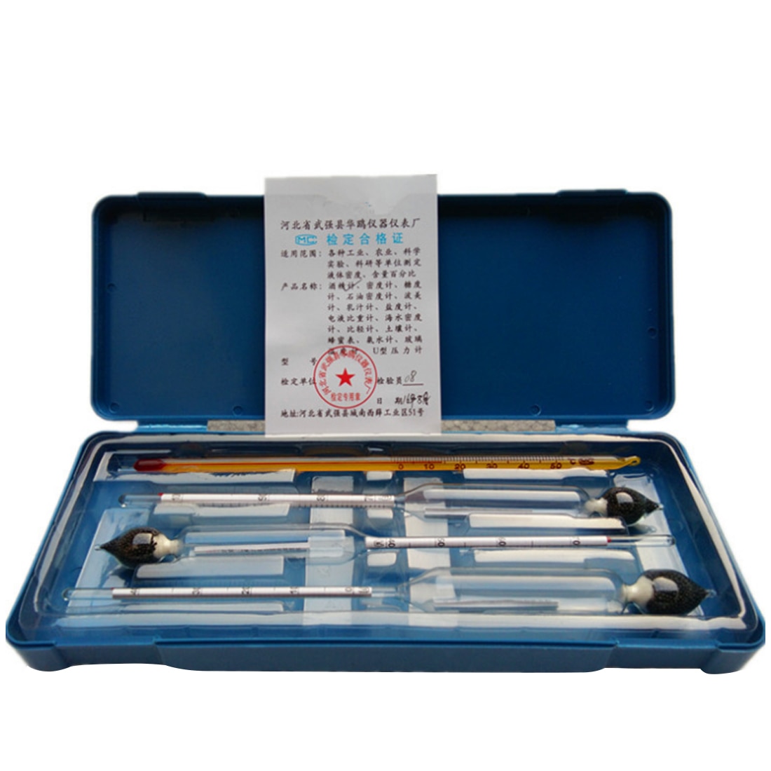 0-100% Hydrometer Alcoholmeter Tester Set 3pcs Alcohol Concentration Meter + Thermometer