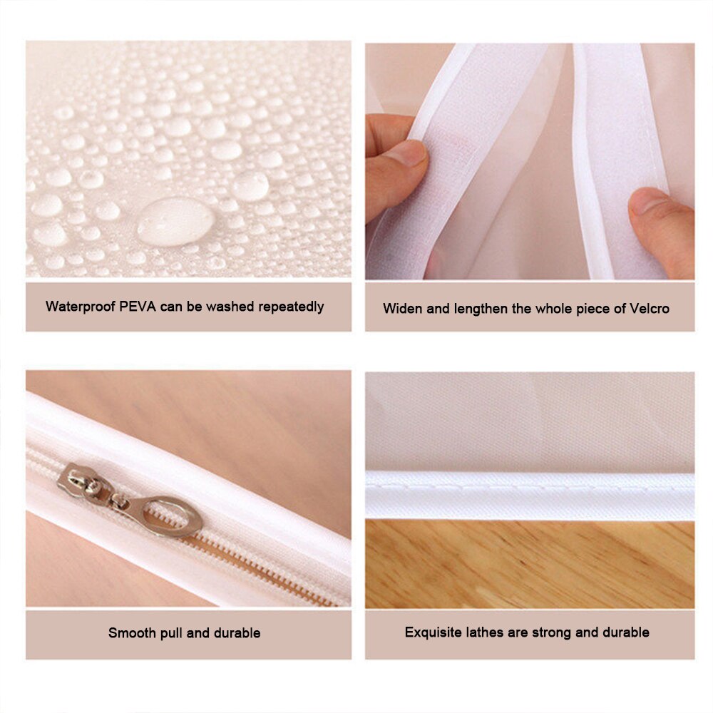 3D Zipper Dust Clothes Cover Wardrobe Storage Bag Translucent Waterproof Suit Coat Protector Storage Bag Closet Hangers Storager