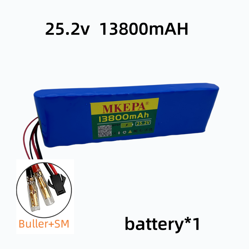6 s 2p 25.2 v 13000 mah 18650 litiumionbatteri 24v 13800 mah litiumionbatteri, egnet for sykkel-/scooterbatterier: Grå