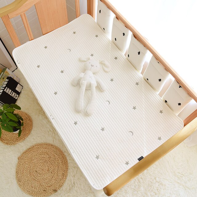 Koreaanse Baby Wieg Crib Gewatteerde Vel Katoen Beer Ster Citroen Ballon Geborduurde Kids Baby Kinderen Peuter Lakens Beddengoed: Oranje / 70x140CM