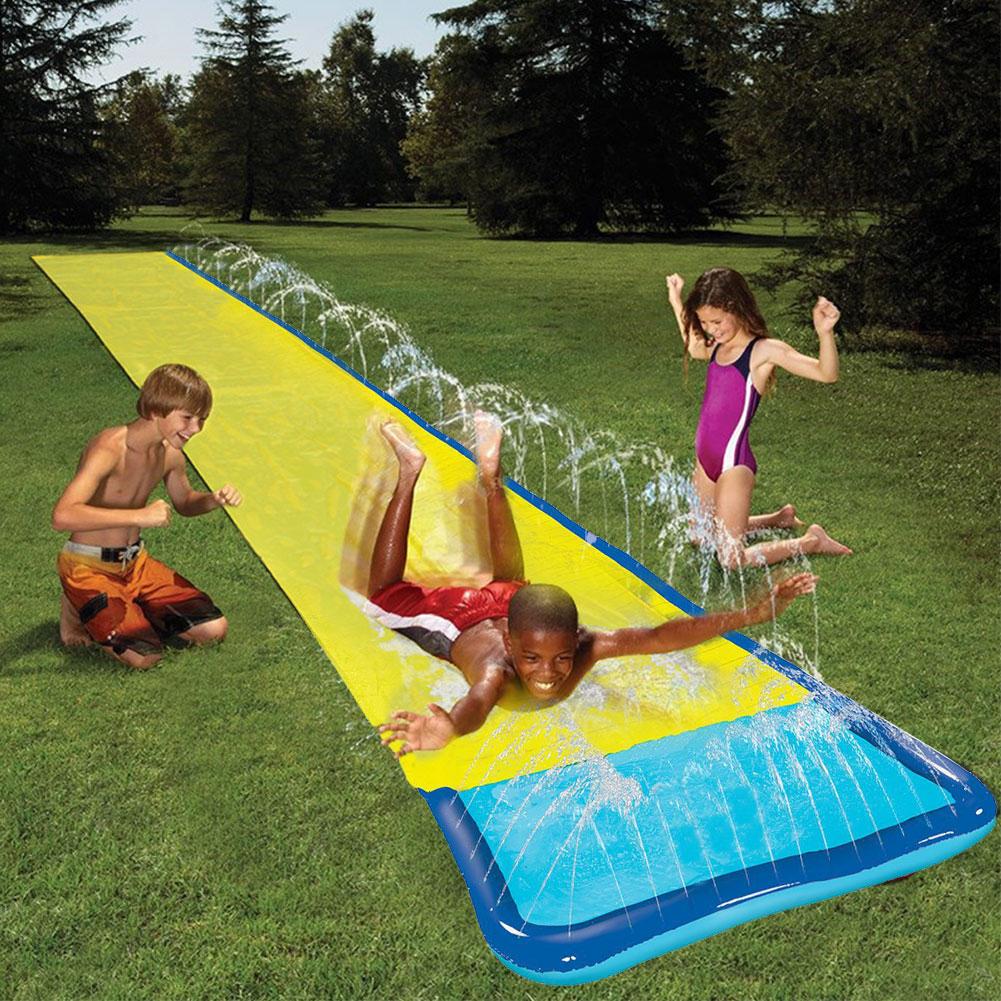 Single Surf Water Slide Children Summer Lawn Slides Outdoor Garden Backyard Fun Water Games Slide Spray Sprinkler Toy For Kids