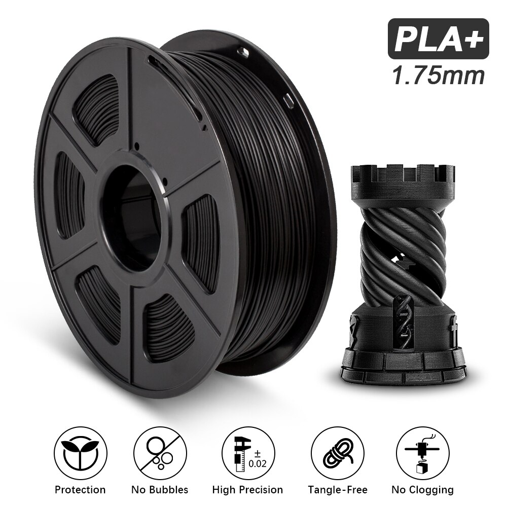 Filament d'imprimante 3D 1kg PLA Plus PLA + dureté élevée qui respecte l'environnement 1.75mm tolérance +/-0.02mm matériel d'impression 100% aucune bulle: PLA PLUS BLACK