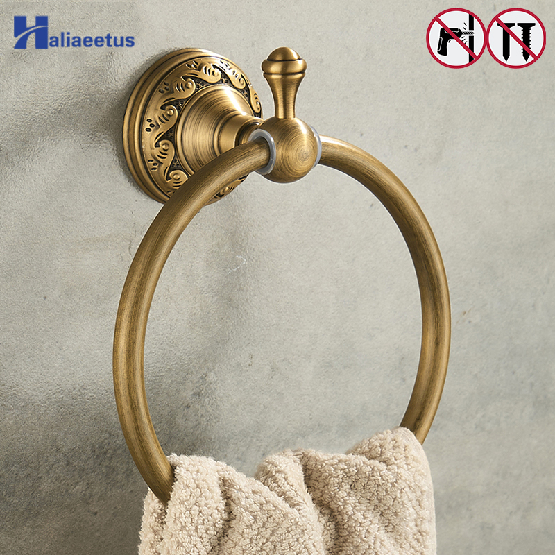 Nail Gratis Handdoek Ring Antieke Bronzen Klassieke Badkamer Accessoires Badhanddoek Houder
