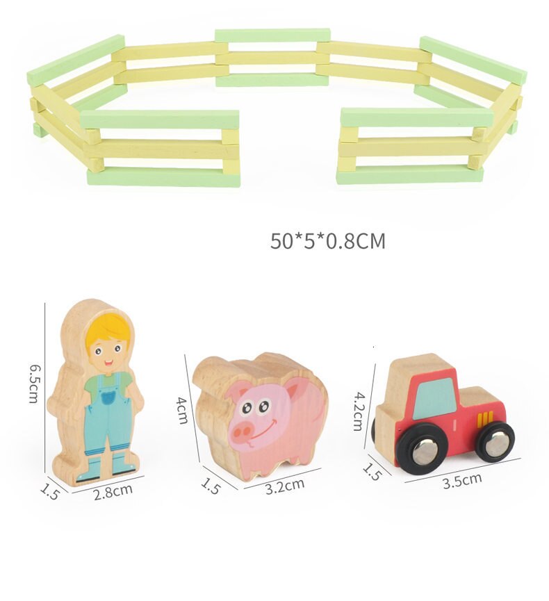 Giocattoli Per Bambini Fattoria Blocchi di Costruzione del Modello Kit di Giocattoli di Legno Per I Bambini Geometriche Building Blocks Educativi Regalo Di Compleanno oyuncak