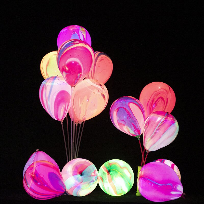 5/10 stk led lys balloner 12 tommer latex ballon glødende fest led balloner til fødselsdag bryllup fest festival dekorationer: 10 stk agat