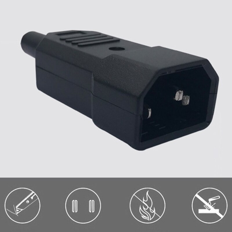 IEC C14 Male Plug Rewirable Power Connector 3Pin IEC-C14 Socket Computer Power Cable Adapter 10A 250V
